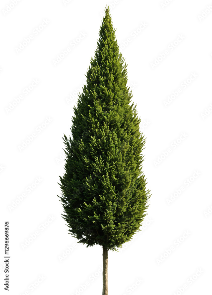 Poster tall, slender coniferous tree isolated on a transparent background, ideal for adding a touch of ever