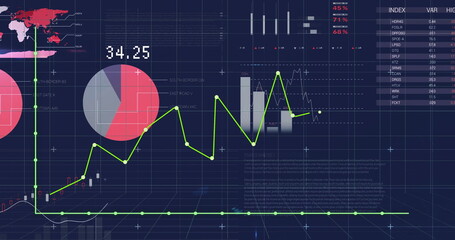 Image of financial data processing over dark background