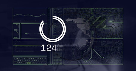 Image of data processing over globe and office