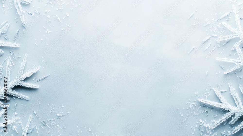 Poster frosty winter background with delicate ice crystals creating a serene and calm atmosphere for variou