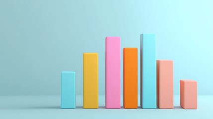 Colorful bar chart growth studio pastel background