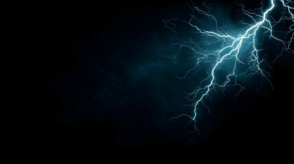 Dramatic Blue Lightning Strike Illuminating Dark Stormy Sky