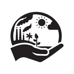 Save Environment Logo Icon Silhouette Vector Art | Eco-Friendly & Sustainability Symbol