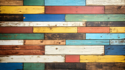 Colorful Wooden Planks Background in Various Bright Shades and Textures