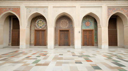 Obraz premium Intricate Arches and Colorful Patterns in Historic Architecture