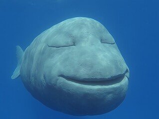 Naklejka premium Smiling stone fish underwater sculpture
