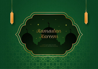 Ramadan Kareem Emerald Green and Black Elegant Background