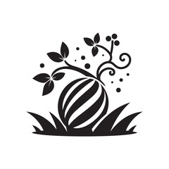 Watermelon in Grass Vector Art | Fresh Summer Fruit & Nature Illustration
