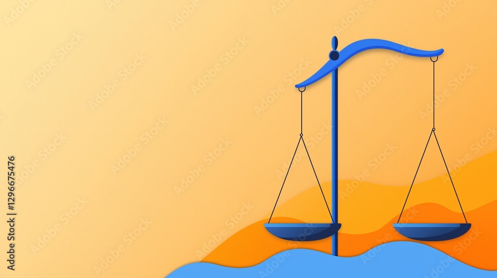 Poster digital balance scale with data driven fairness concept in modern design