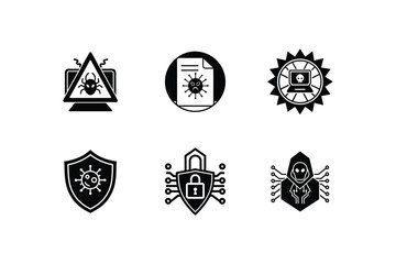 Tech Security Icon Set Silhouette Vector Art | Cybersecurity & Digital Protection Symbols