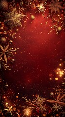 Christmas Background with Golden Snowflakes and Bokeh Lights..