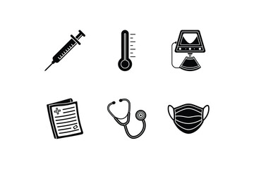 Medical Accessories Icon Set Silhouette Vector Art | Healthcare & Medical Equipment Design