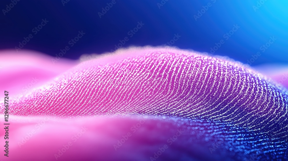 Poster abstract representation of a fingerprint dissolving into pixelated data dynamics