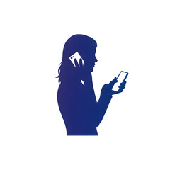 Businesswoman multitasking using two smartphones simultaneously