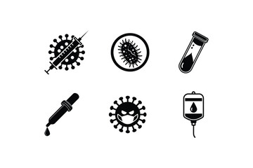 Virus Icon Set Silhouette Vector Art | Disease, Infection & Healthcare Symbols