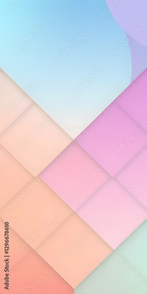 Poster soft pastel geometric background with smooth gradients, perfect for adding a calm and modern touch t
