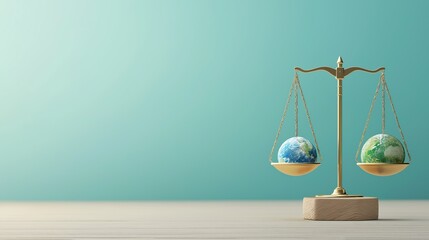 Balanced Justice Scales with Earth Representations on Either Side in Minimalist Setting