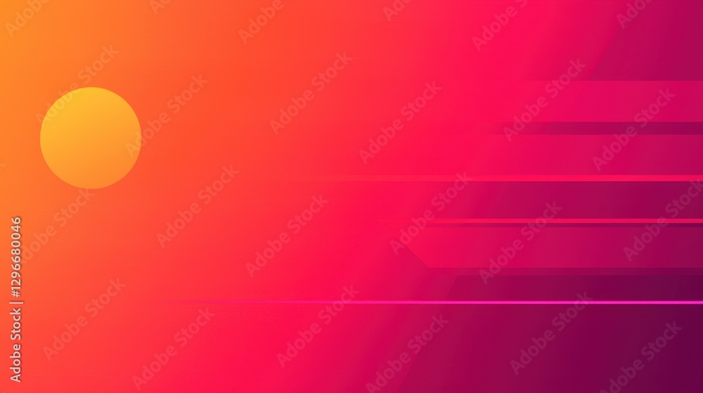 Poster vibrant abstract background with gradient colors, circular element, and dynamic lines for modern dig