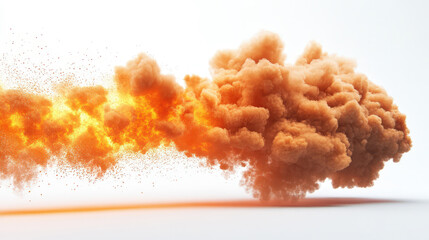 A large orange cloud of smoke is flying through the air