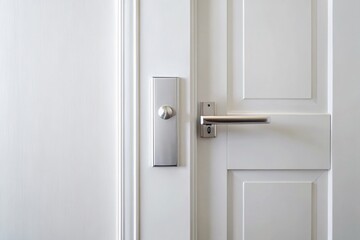 Modern Minimalist White Door with Chrome Hardware - Interior Design Stock Photo