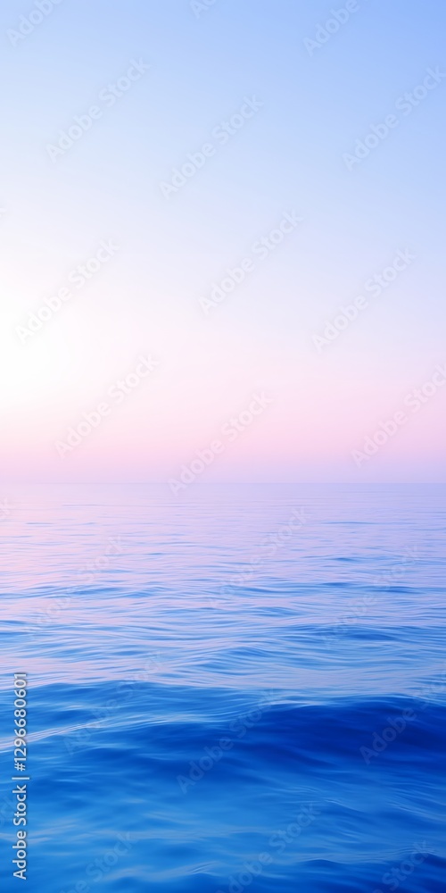 Poster a tranquil ocean view with soft blue hues and a calming horizon, creating a serene and peaceful back