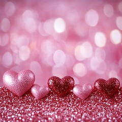 Pink hearts sparkle Valentine's background