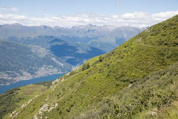 Panoramic view.
Panoramic view of Como Lake and mountains, seen from a location named: “Alpe Giumello”.