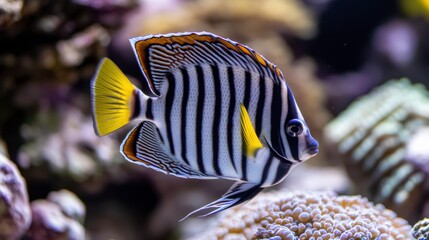 Colorful Fish Swimming in Coral Reef Environment