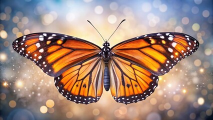 Obraz premium Monarch Butterfly Wings Spread, Bokeh Background, Detailed Insect Macro Photography