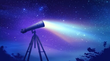 Telescope Gazing at Stars Night Sky Revealing Cosmic Wonders
