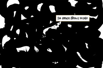 Ink brush strokes background. Grunge Brush strokes Background. Grunge texture Background. Abstract Black and white grunge texture. Vector brush stroke texture. Black ink, paint splatter.