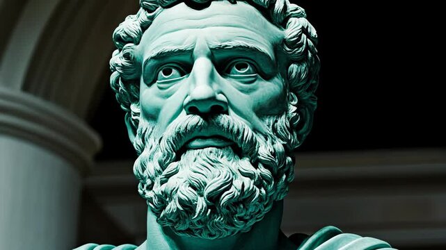 Bust of an ancient philosopher displayed in a museum highlighting classical sculpture