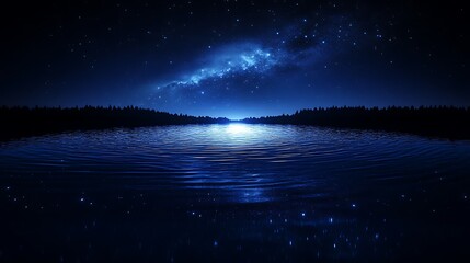 Starry Night Lake Reflection