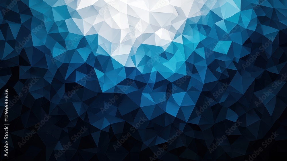 Poster abstract geometric design of blue and white triangles creating a modern digital background suitable 