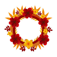 A flat style illustration depicting flower wreath