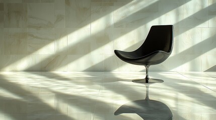 Modern black chair design minimalist interior photo bright room side view contemporary aesthetics