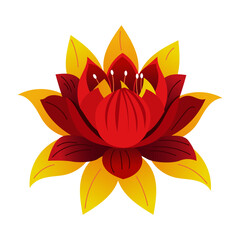 Flat style illustration of blooming lotus flower