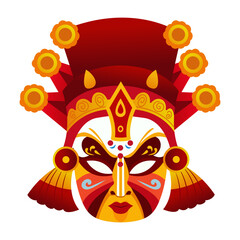 Traditional asian opera mask, flat illustration