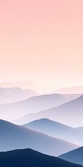 Obraz premium Serene mountain landscape with soft pastel colors and gentle gradients, creating a tranquil and calming atmosphere, perfect as a background for mobile wallpaper. 