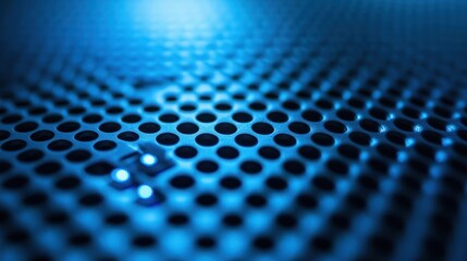 Naklejka premium Close-up of metallic grid, blue toned