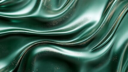 Emerald Green Silk Drapery with Gold Glitter: A Luxurious Texture