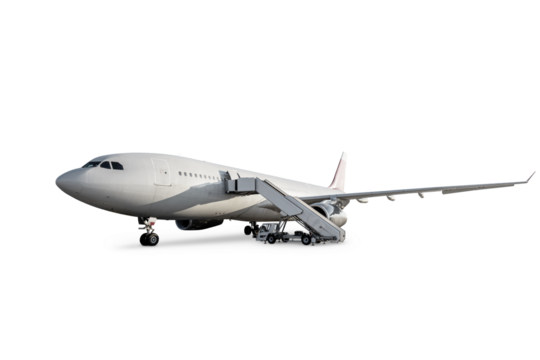 Wide body passenger plane with staircase isolated