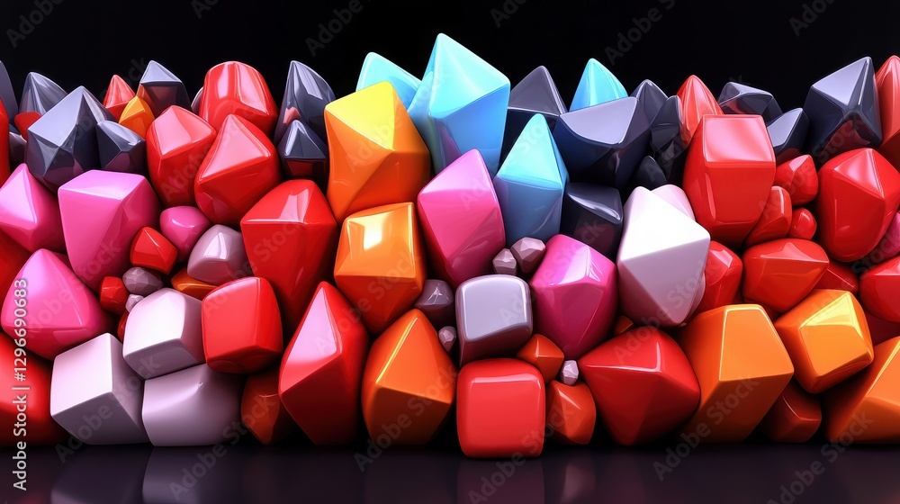 Aufkleber vibrant display of geometric shapes in various colors and textures arranged artistically in a creati