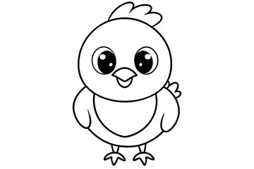  Cute Cartoon Chick with Big Eyes and Smiling Expression in Kawaii Style