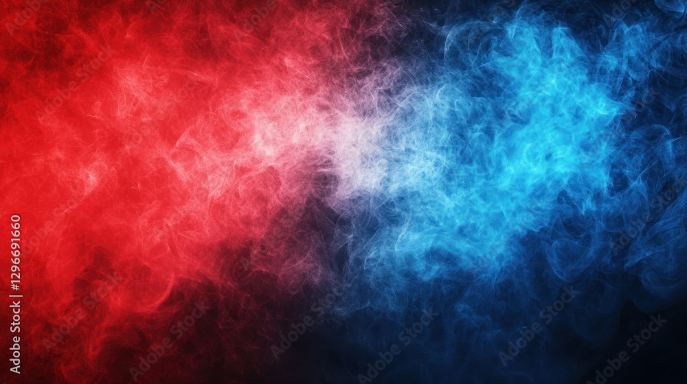 Poster A bold red and blue background with a clean gradient blending the two colors.