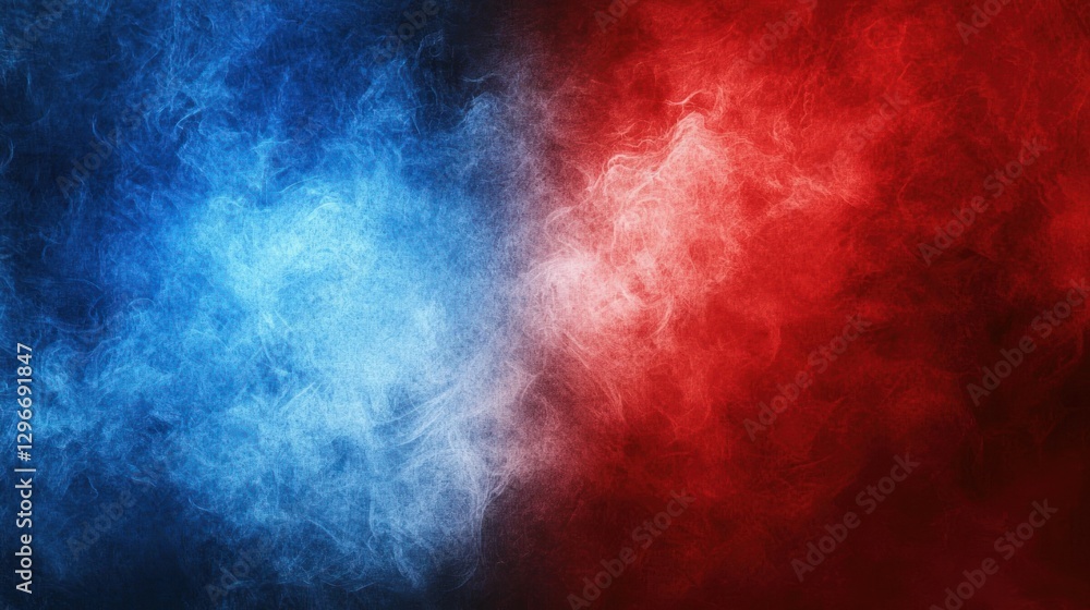 Poster A bold red and blue background with a clean gradient blending the two colors.