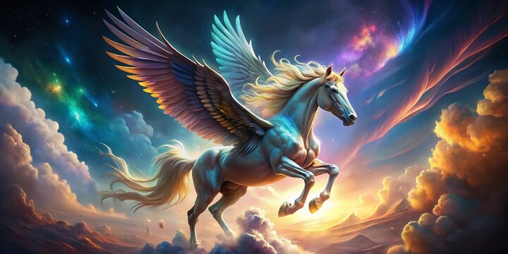 Mythological Winged Horse, Buraq, Celestial Steed, Fantasy Creature, Spiritual Journey