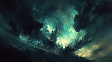 Obraz premium Dramatic Seas with Fierce Waves and Gloomy Clouds