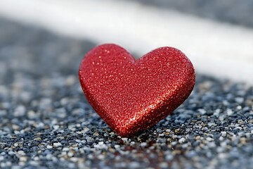 Fototapeta premium Red heart on asphalt road
