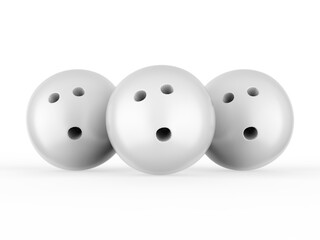 Blank white bowling ball mockup on isolated white background, 3d illustration